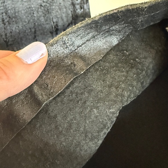 Vintage 90s Genuine Leather Pants NY & CO Straight Leg Black Distressed Women 28 - Picture 8 of 13